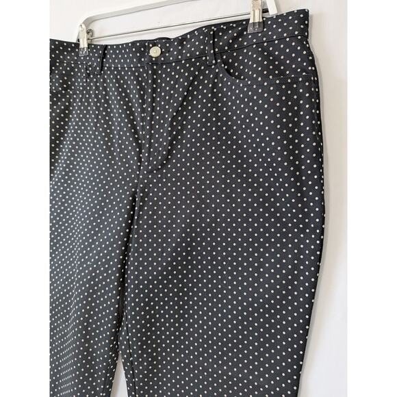 Chaps Womens Pants Size 16 Black White Polka Dot Stretch Office Preppy Corpcore - Picture 2 of 8